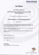 Hekatron Zertifikat Reiner Hostmann